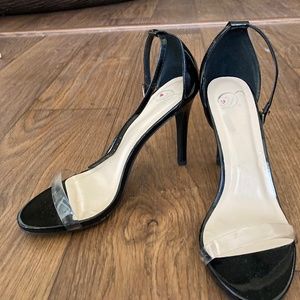 Black Clear Strap Heels